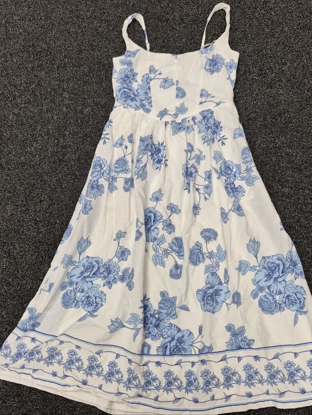 Trixxi Los Angeles Blue Floral Toile Cotton Midi Dress Medium - Picture 10 of 10